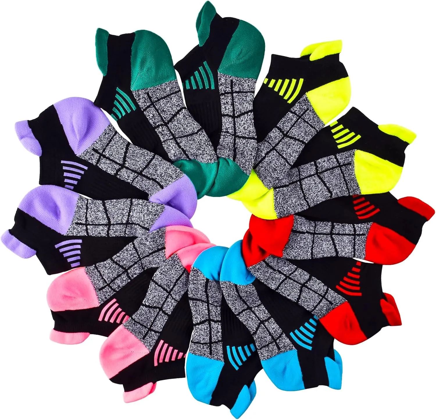 J.WMEET Womens Ankle Socks Athletic Running No Show Cushioned Sport Socks for Women 6 Pairs