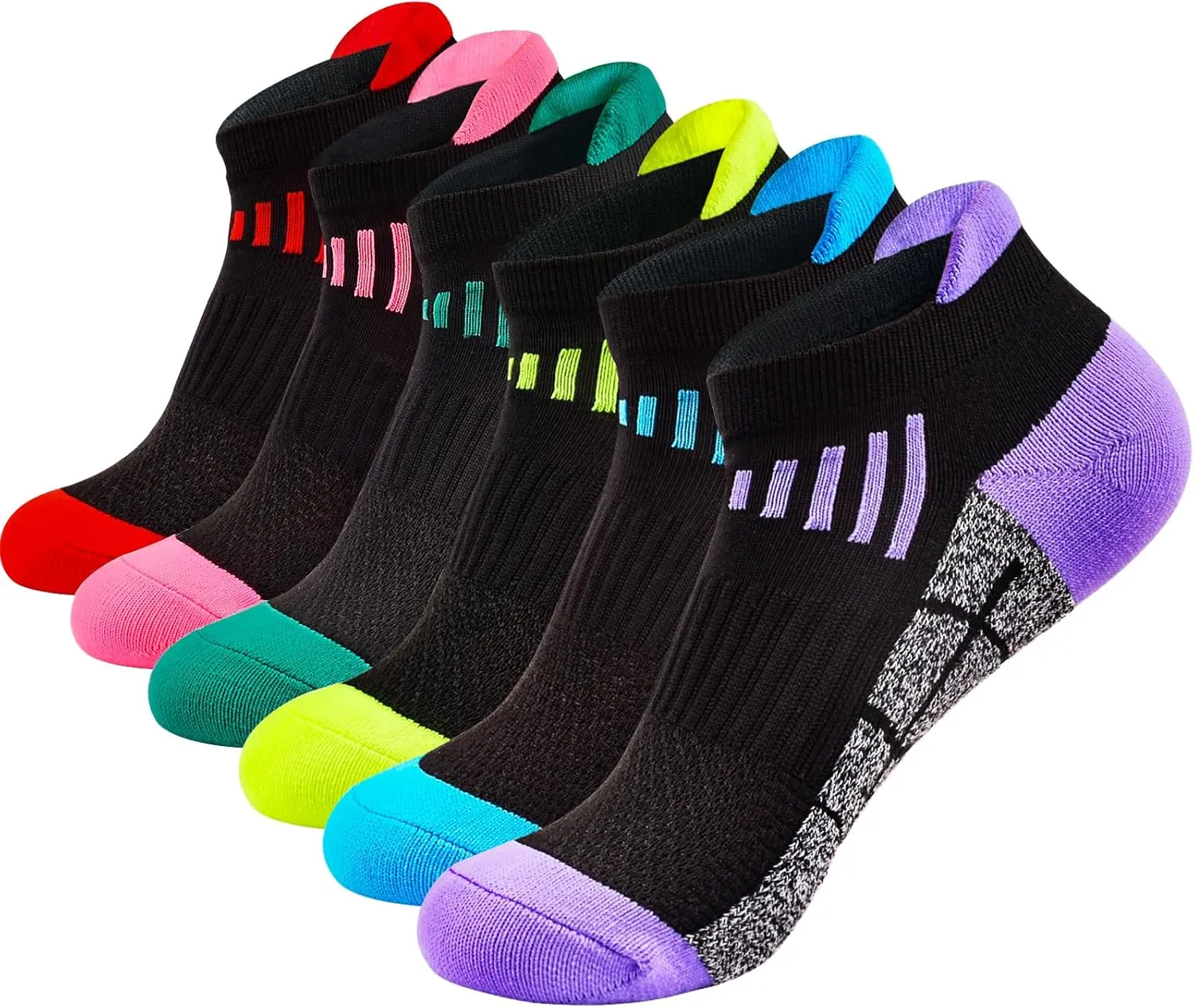 J.WMEET Womens Ankle Socks Athletic Running No Show Cushioned Sport Socks for Women 6 Pairs