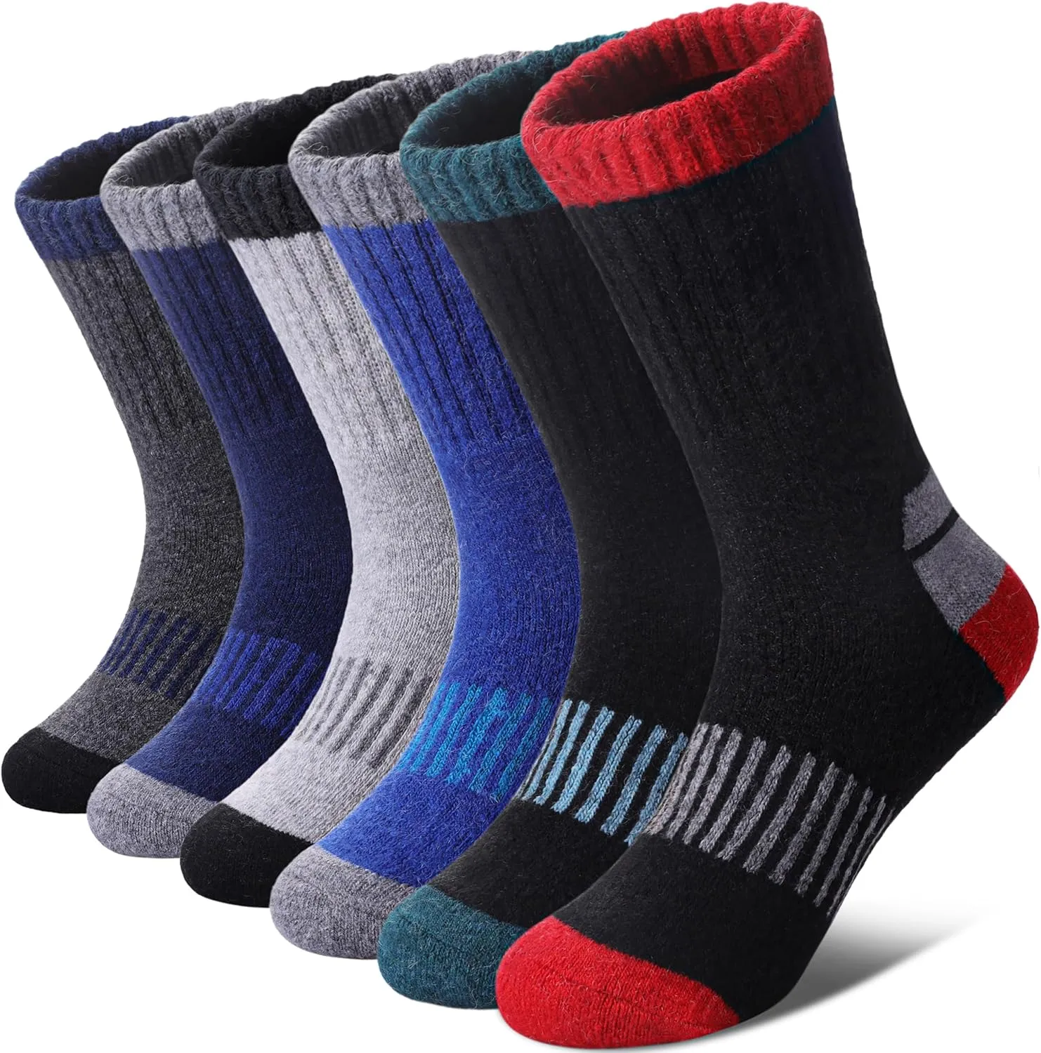 Kids Merino Wool Hiking Socks Boys Girls Toddlers Winter Warm Thick Thermal Cushion Crew Gift Socks 6 Pairs