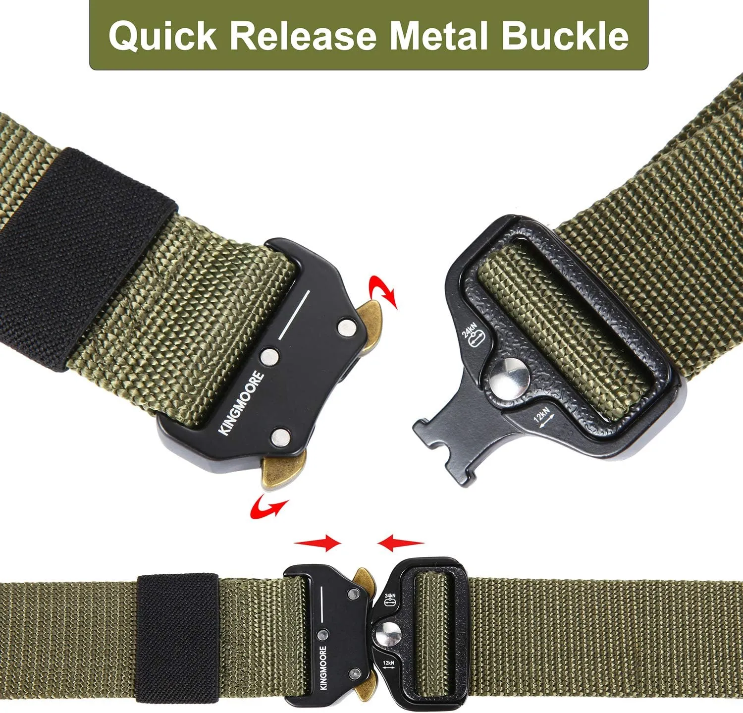 KingMoore Men's Tactical Belt Heavy Duty Webbing Belt Adjustable Military Style Nylon Belts