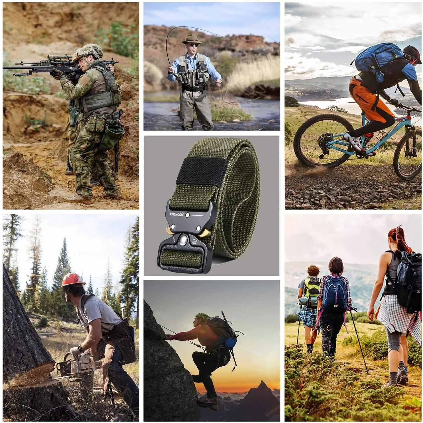 KingMoore Men's Tactical Belt Heavy Duty Webbing Belt Adjustable Military Style Nylon Belts