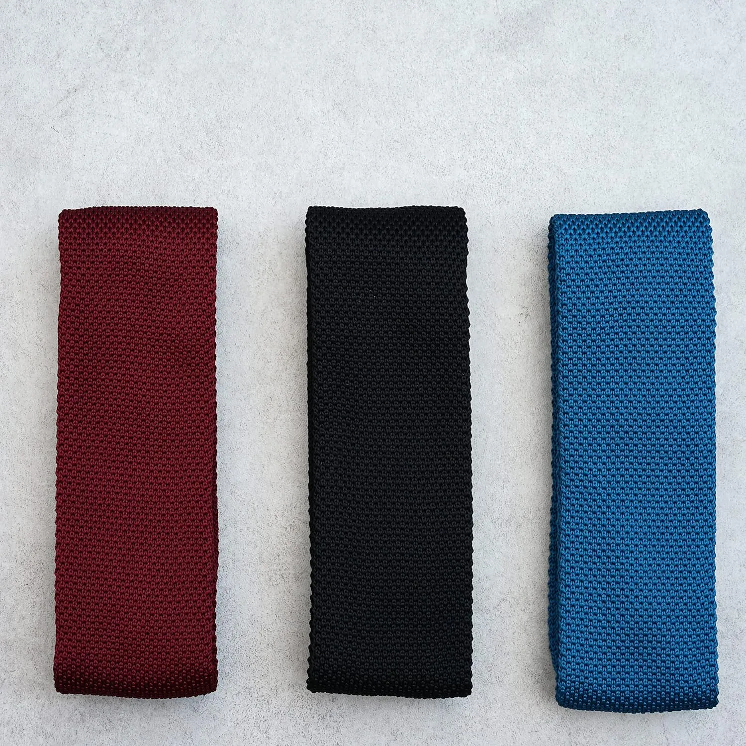 Knit Ties for Men, Wrinkle Proof, Machine Washable, 2.35 inch Skinny Ties, Flat-end Sock Ties, 3-Pack