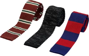 Knit Ties for Men, Wrinkle Proof, Machine Washable, 2.35 inch Skinny Ties, Flat-end Sock Ties, 3-Pack