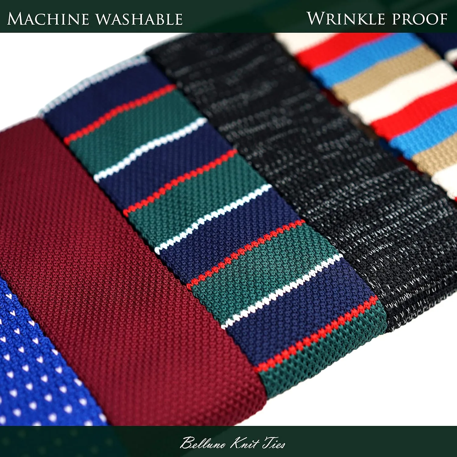 Knit Ties for Men, Wrinkle Proof, Machine Washable, 2.35 inch Skinny Ties, Flat-end Sock Ties, 3-Pack
