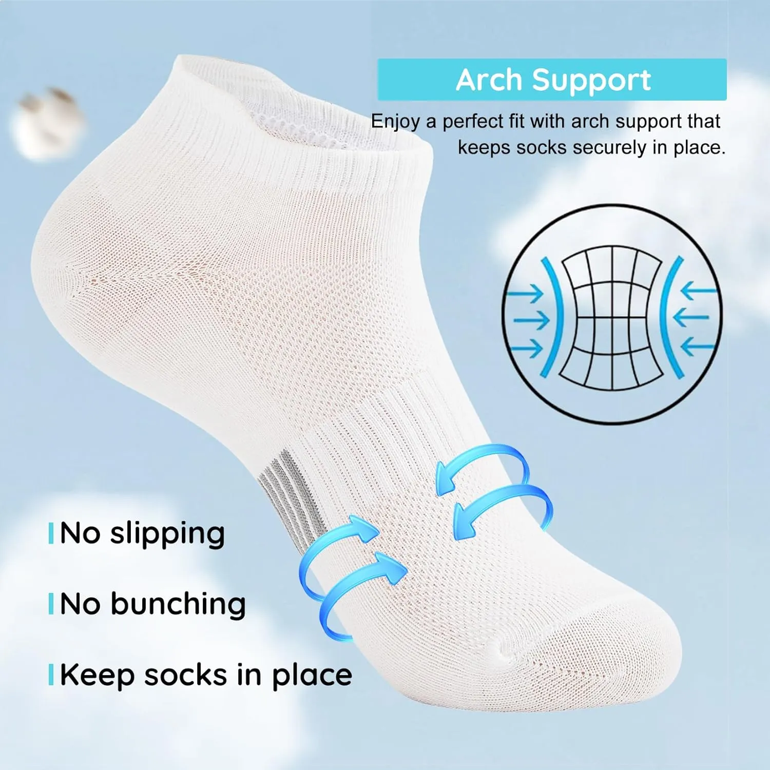 Komorebi Ankle Socks for Women Cushioned No Show Socks Womens Socks Athletic Socks Low Cut Socks with Heal Tab 5 Pairs