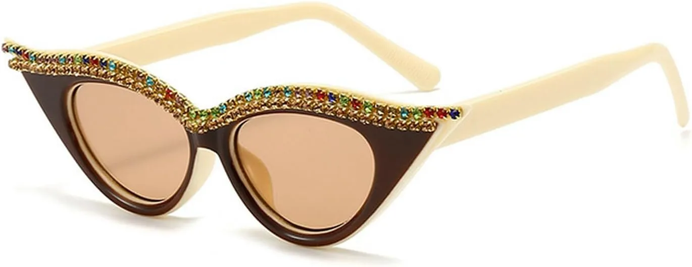 laureles Rhinestones Cat Eye Sunglasses Women Bling Vintage Small Frame Ladies Gradient Sun Glasses Men