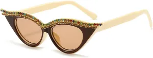 laureles Rhinestones Cat Eye Sunglasses Women Bling Vintage Small Frame Ladies Gradient Sun Glasses Men