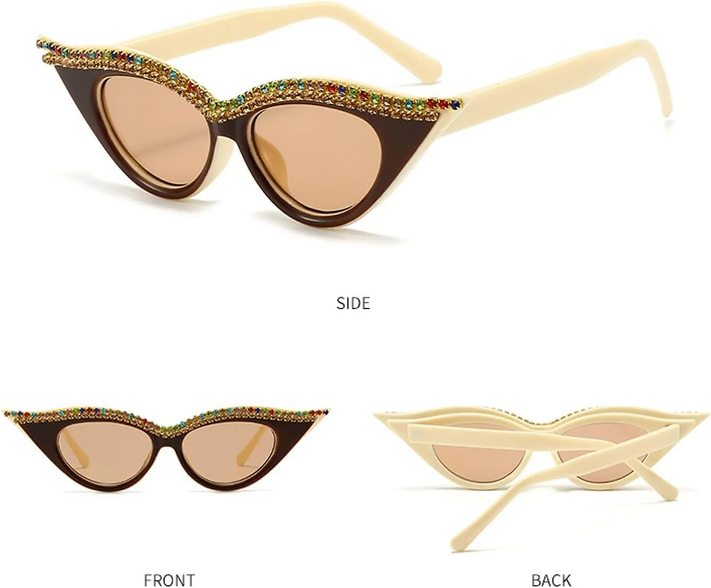 laureles Rhinestones Cat Eye Sunglasses Women Bling Vintage Small Frame Ladies Gradient Sun Glasses Men