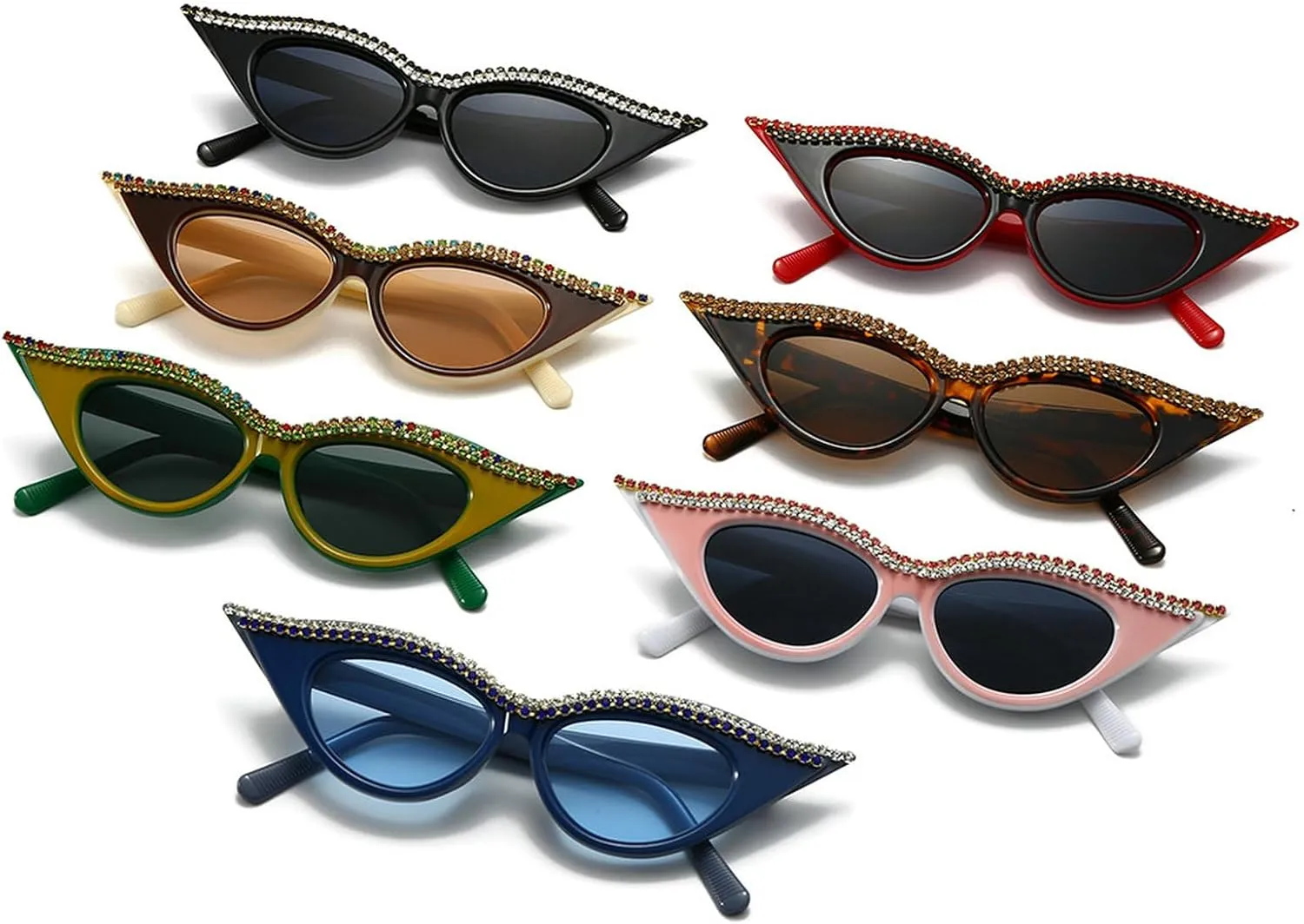 laureles Rhinestones Cat Eye Sunglasses Women Bling Vintage Small Frame Ladies Gradient Sun Glasses Men