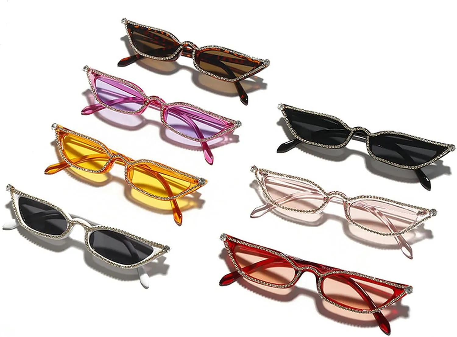 laureles Small Cat Eye Rhinestone Sunglasses Women Vintage Fashion Pink Black Diamond Sun Glasses Shades UV400