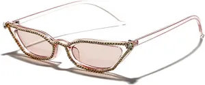 laureles Small Cat Eye Rhinestone Sunglasses Women Vintage Fashion Pink Black Diamond Sun Glasses Shades UV400