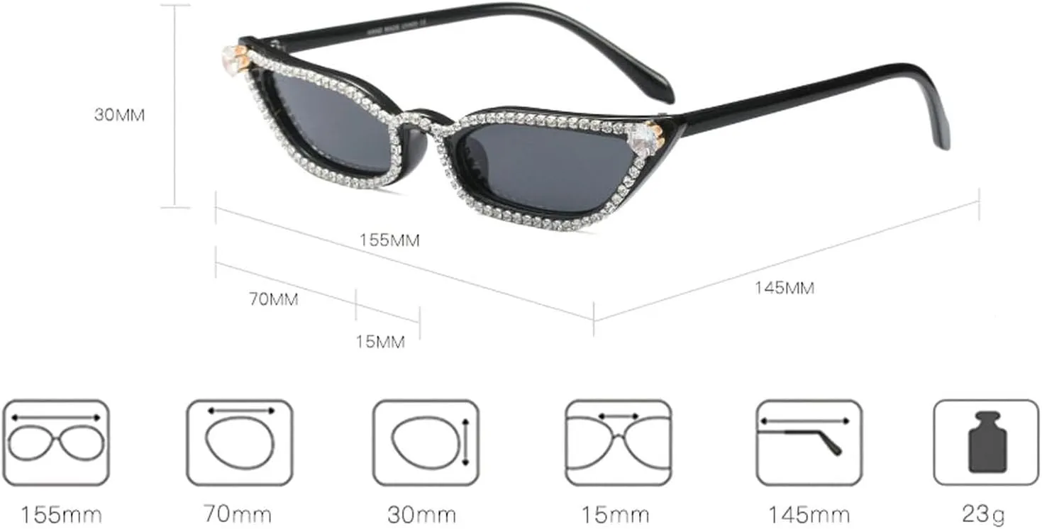 laureles Vintage Small Cat Eye Diamond Sunglasses Women Fashion Rhinestone Pink Black Sun Glasses Shades UV400