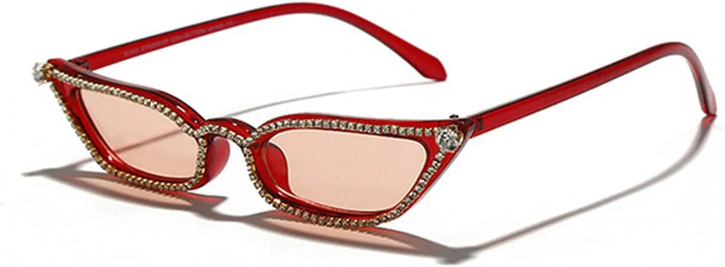laureles Vintage Small Cat Eye Diamond Sunglasses Women Fashion Rhinestone Pink Black Sun Glasses Shades UV400