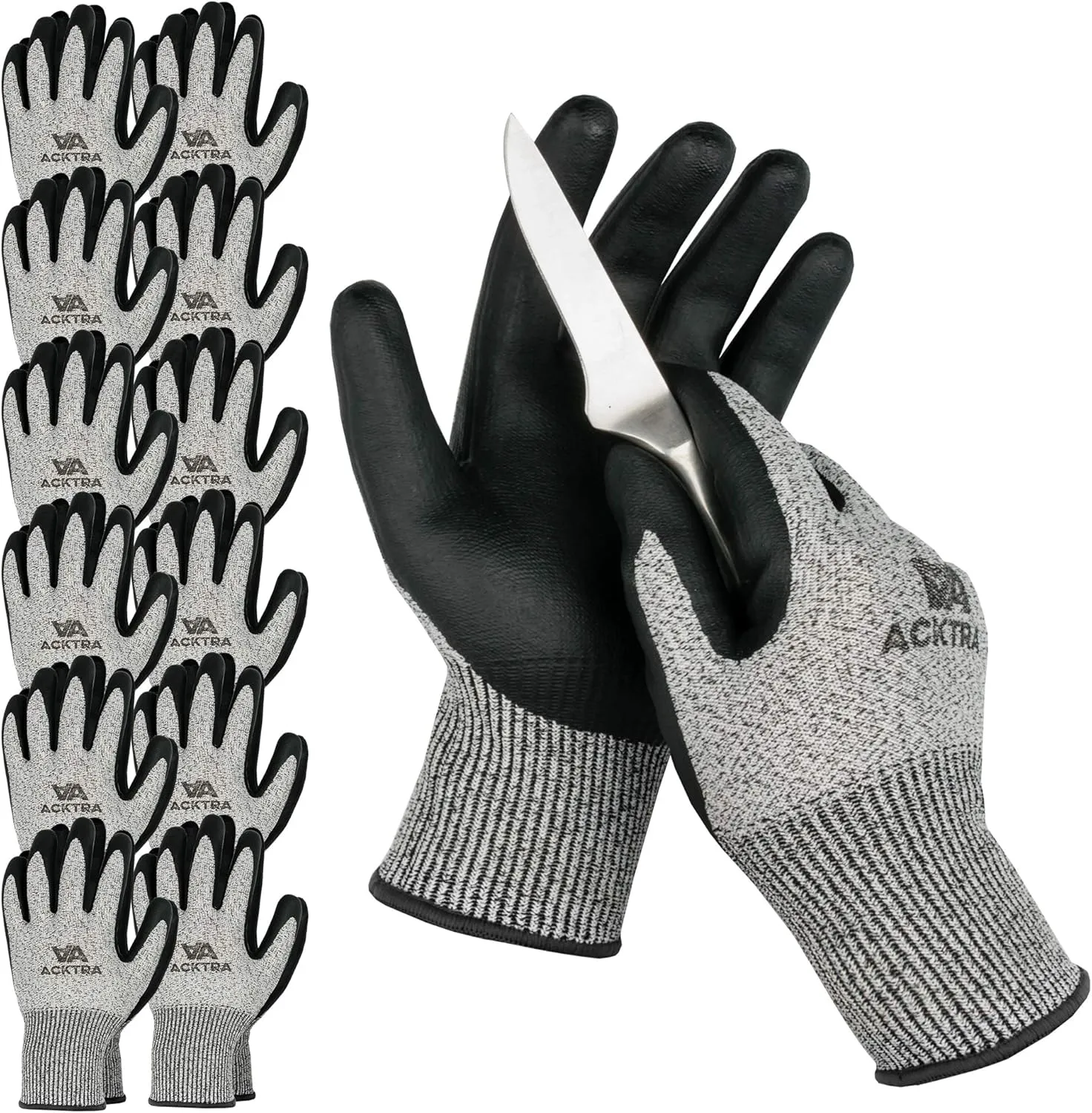 Level 5 Cut Resistant Safety WORK GLOVES, 12 pairs