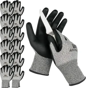 Level 5 Cut Resistant Safety WORK GLOVES, 12 pairs