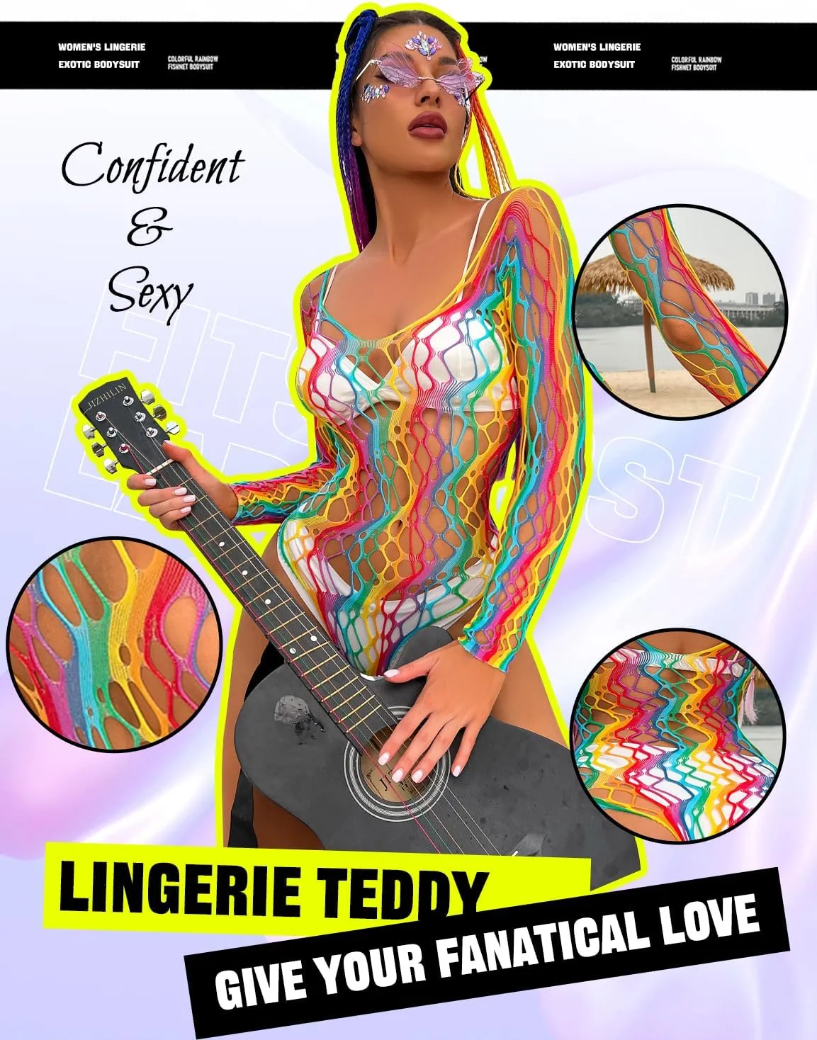Lingerie for Women Sexy Bodysuit Fishnet Sparkle Rhinestone Teddy One Piece Babydoll Stripper Outfits Exotic