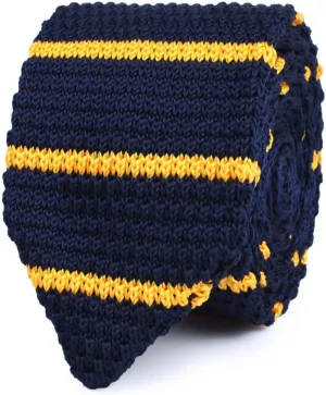 Luxor Navy and Yellow Knitted Tie - Mens Wedding Tie - Formal and Casual Occasions