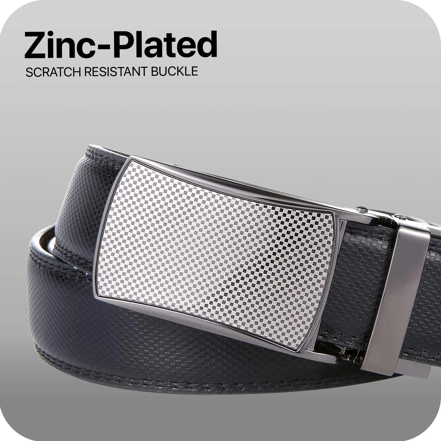 Marino Avenue Ratchet Belt for Men. Adjustable Leather Dress Belt with 38 Easy to Click Into Place Ratchet Closures.