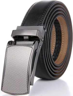 Marino Avenue Ratchet Belt for Men. Adjustable Leather Dress Belt with 38 Easy to Click Into Place Ratchet Closures.