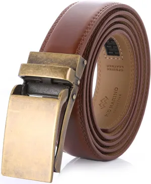 Marino Avenue Ratchet Belt for Men. Adjustable Leather Dress Belt with 38 Easy to Click Into Place Ratchet Closures.