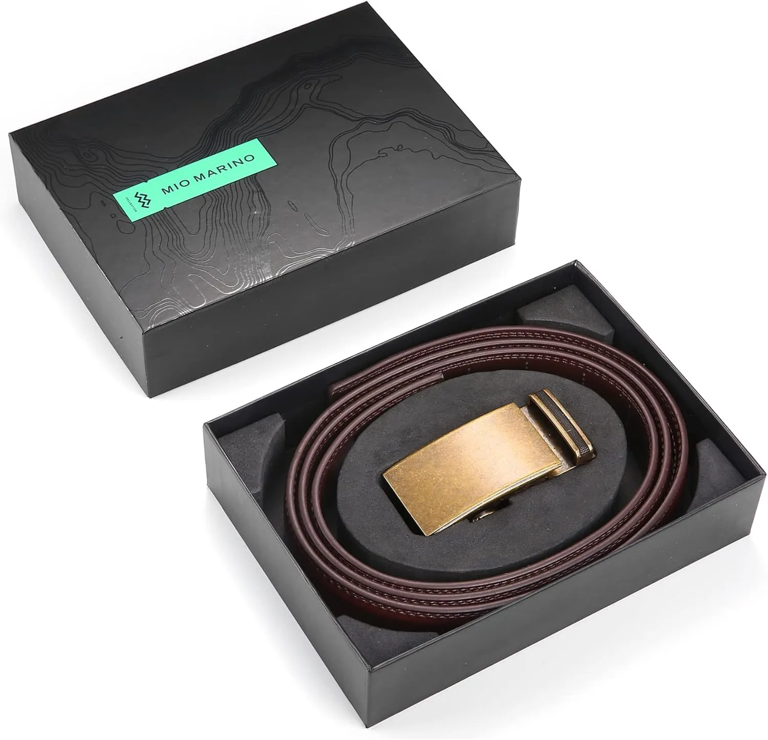 Marino Mens Genuine Leather Ratchet Dress Belt With Automatic Buckle, Enclosed in an Elegant Gift Box