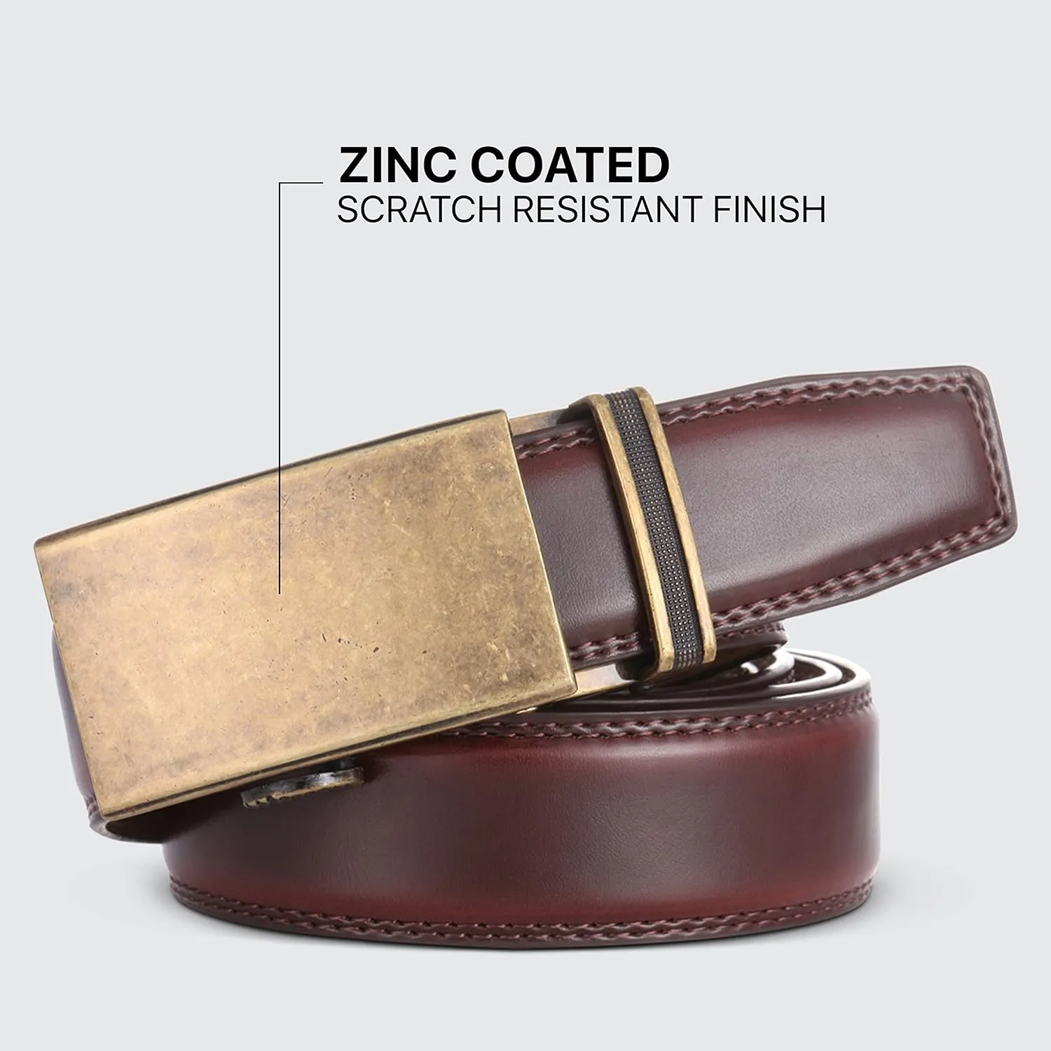 Marino Mens Genuine Leather Ratchet Dress Belt With Automatic Buckle, Enclosed in an Elegant Gift Box