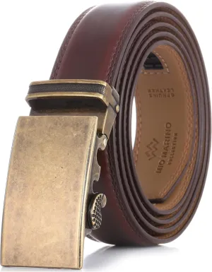 Marino Mens Genuine Leather Ratchet Dress Belt With Automatic Buckle, Enclosed in an Elegant Gift Box