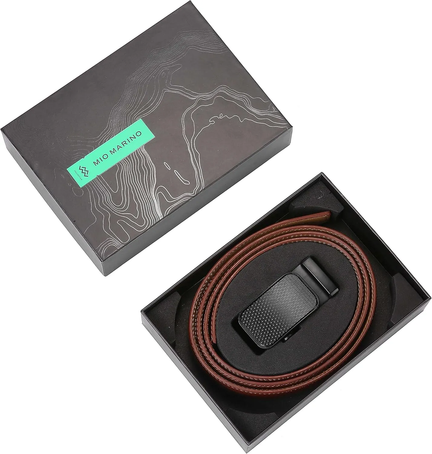 Marino Mens Genuine Leather Ratchet Dress Belt With Automatic Buckle, Enclosed in an Elegant Gift Box