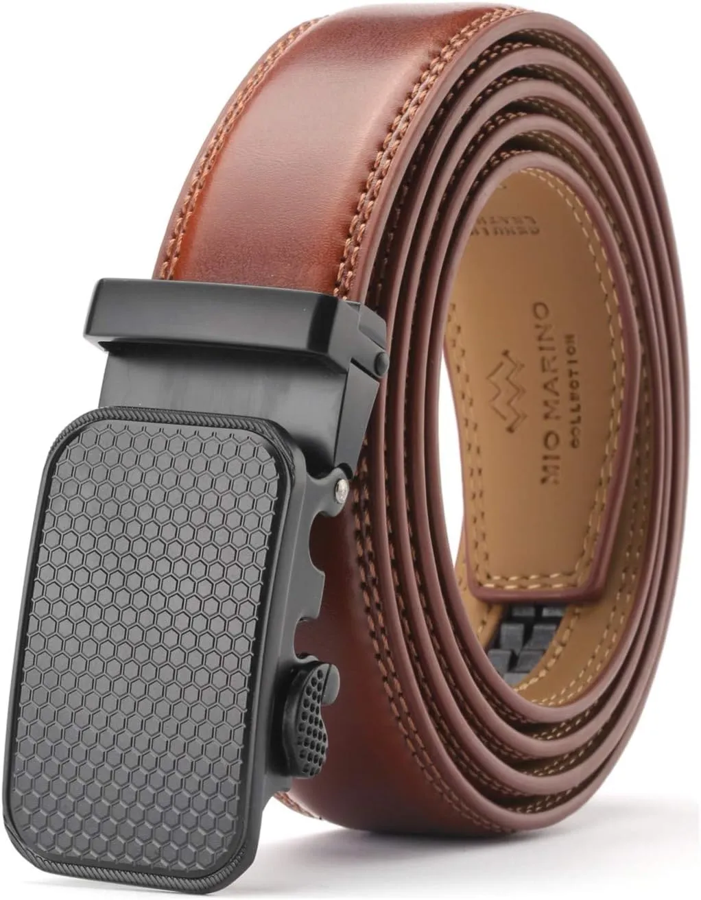 Marino Mens Genuine Leather Ratchet Dress Belt With Automatic Buckle, Enclosed in an Elegant Gift Box
