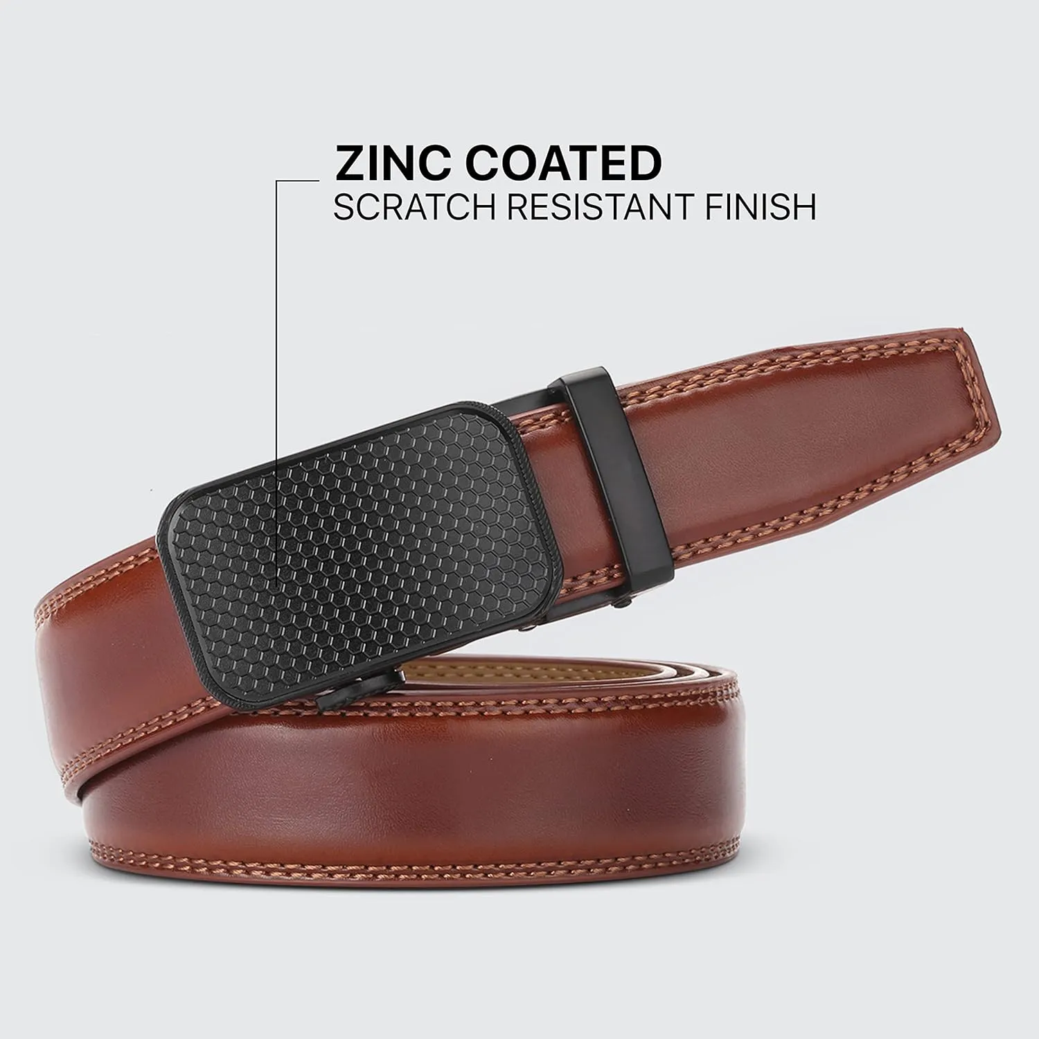 Marino Mens Genuine Leather Ratchet Dress Belt With Automatic Buckle, Enclosed in an Elegant Gift Box