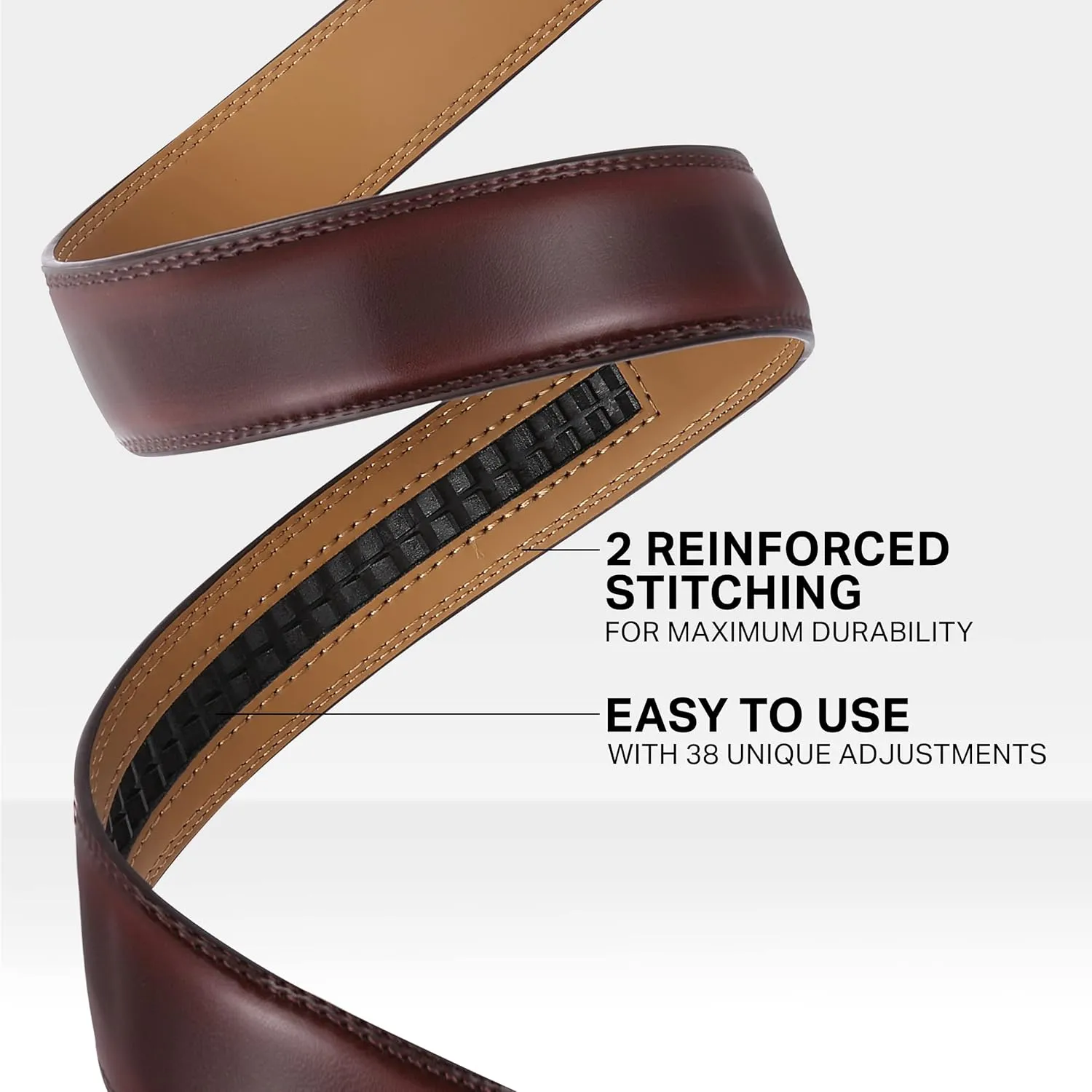 Marino Mens Genuine Leather Ratchet Dress Belt With Automatic Buckle, Enclosed in an Elegant Gift Box