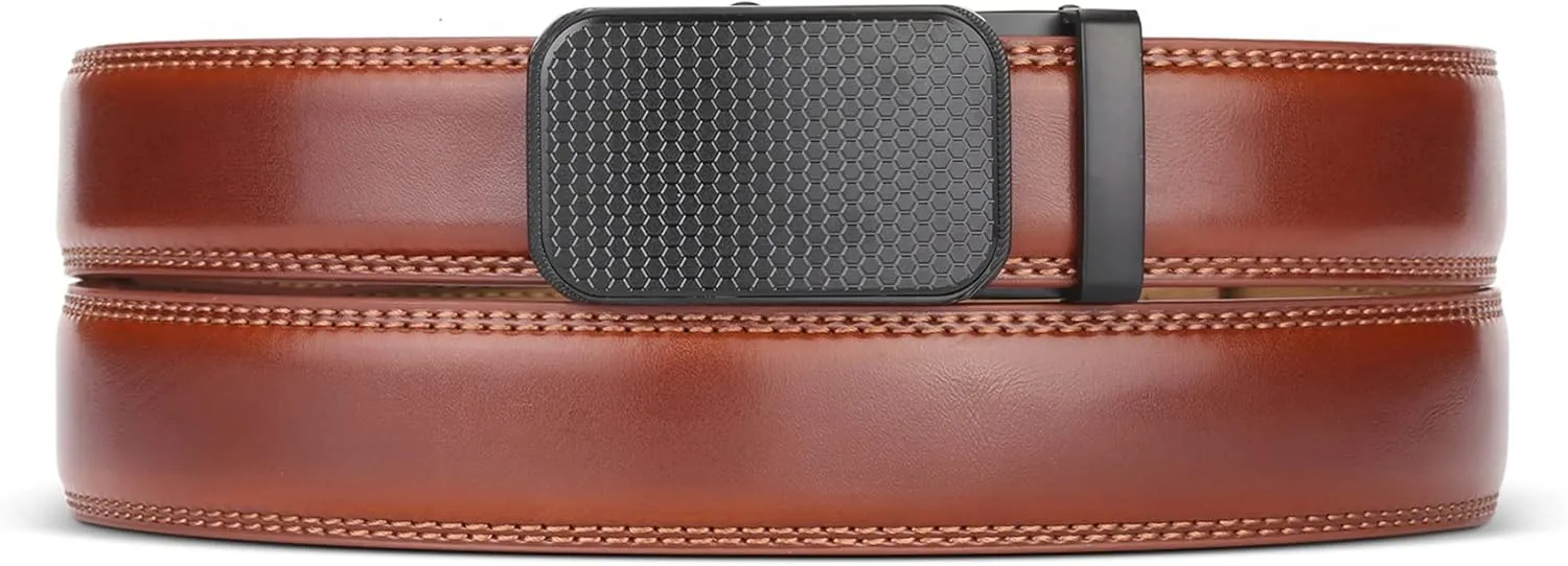 Marino Mens Genuine Leather Ratchet Dress Belt With Automatic Buckle, Enclosed in an Elegant Gift Box