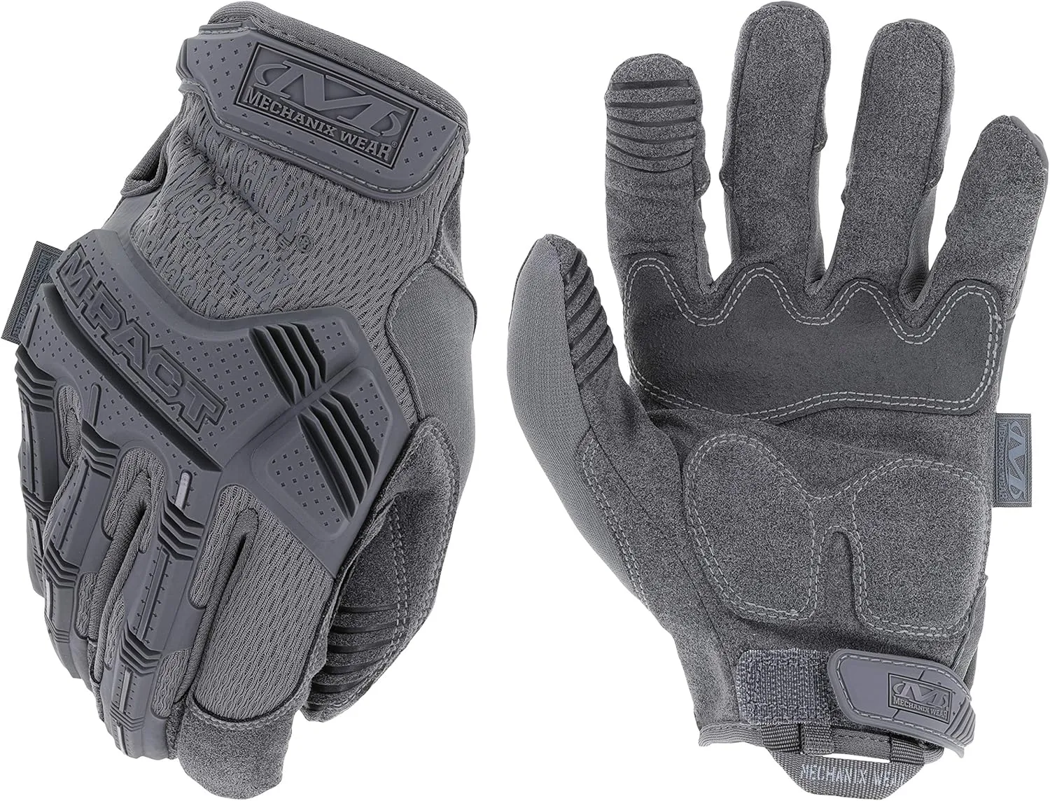 Mechanix Wear: M-Pact Tactical Gloves with Secure Fit, Touchscreen Capable Safety Gloves for Men, Work Gloves with Impact Protection and Vibration Absorption (Grey, Medium)