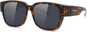 Meeloog Polarized Fit Over Glasses Sunglasses for Women, Square Wrap Around Lightweight Shades for Driving Riding MST0099