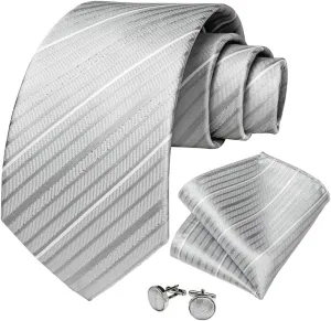Men Neckties Classic Striped Ties for Men Men's Wedding Party Neck Tie Set Hanky Cufflinks Brooch Pin Gift for Men