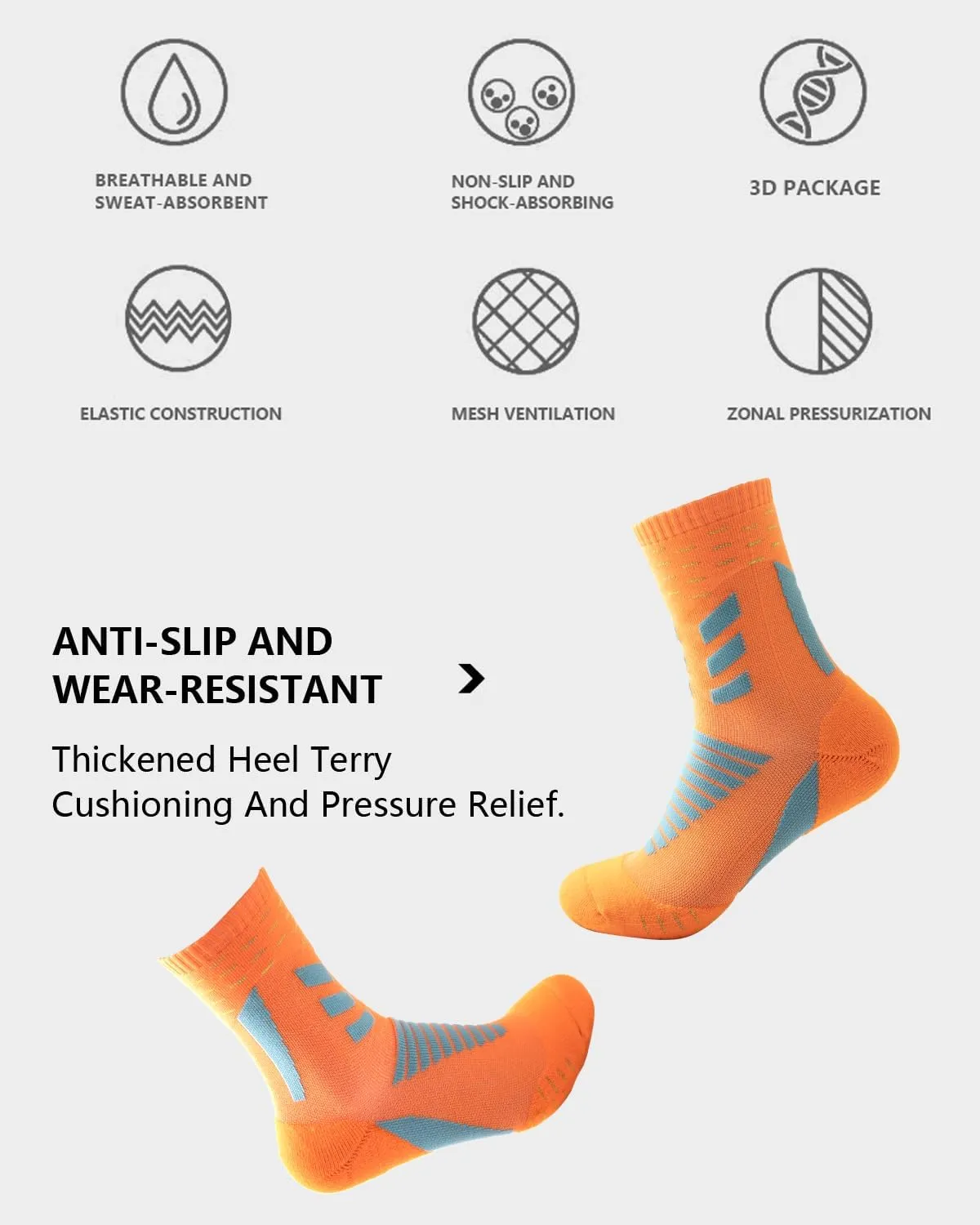 Men Running Socks Hywellstore Thick Padded Athletic Ankle Socks No Show Running Socks Low Cut Breathable Socks