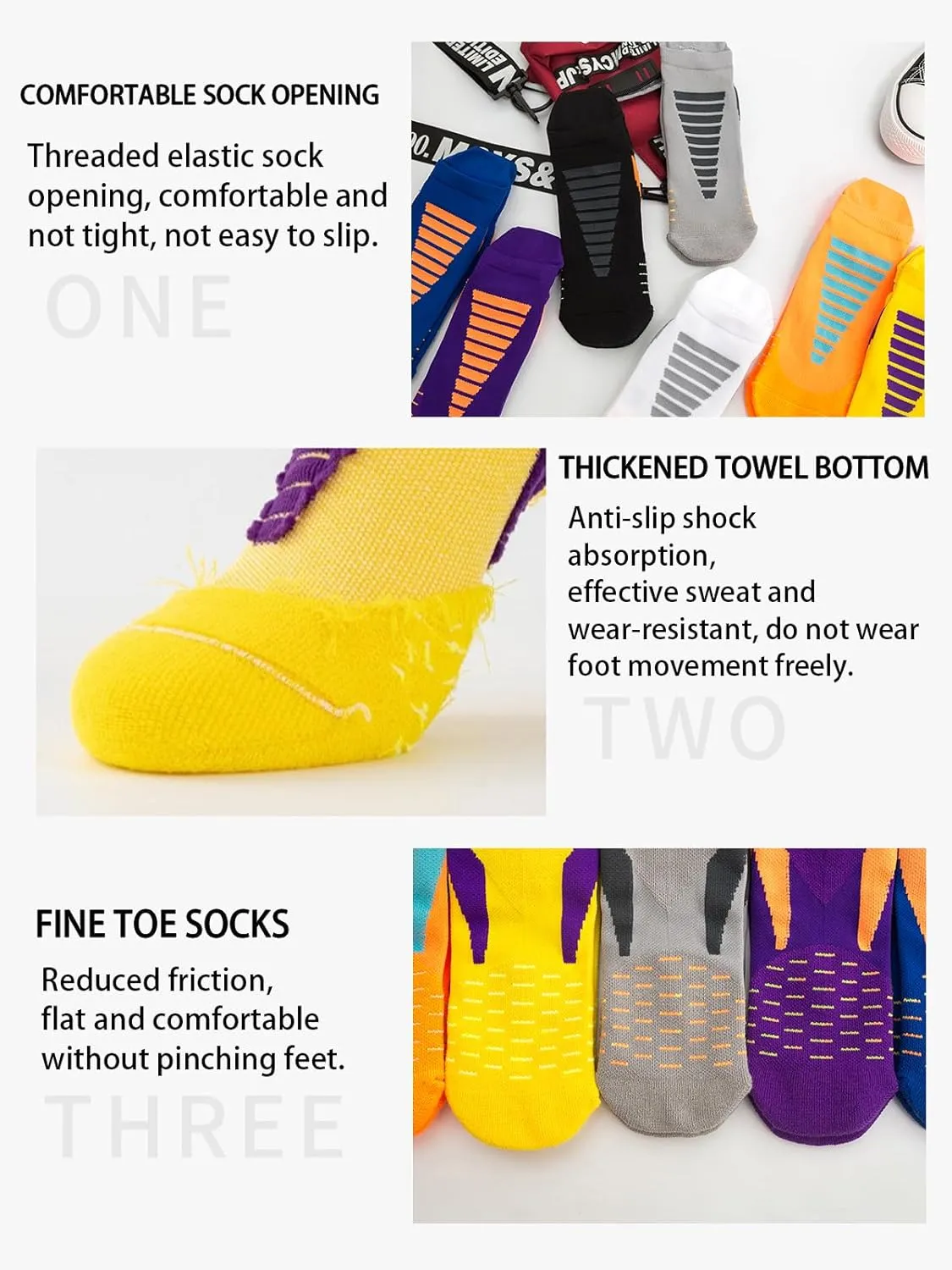 Men Running Socks Hywellstore Thick Padded Athletic Ankle Socks No Show Running Socks Low Cut Breathable Socks