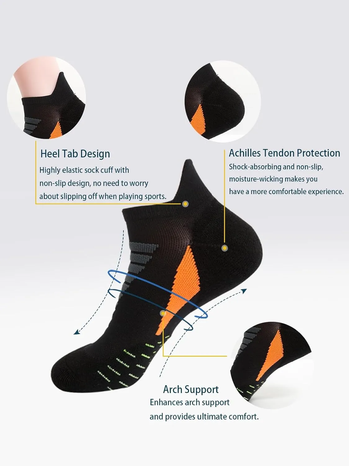 Men Running Socks Hywellstore Thick Padded Athletic Ankle Socks No Show Running Socks Low Cut Breathable Socks