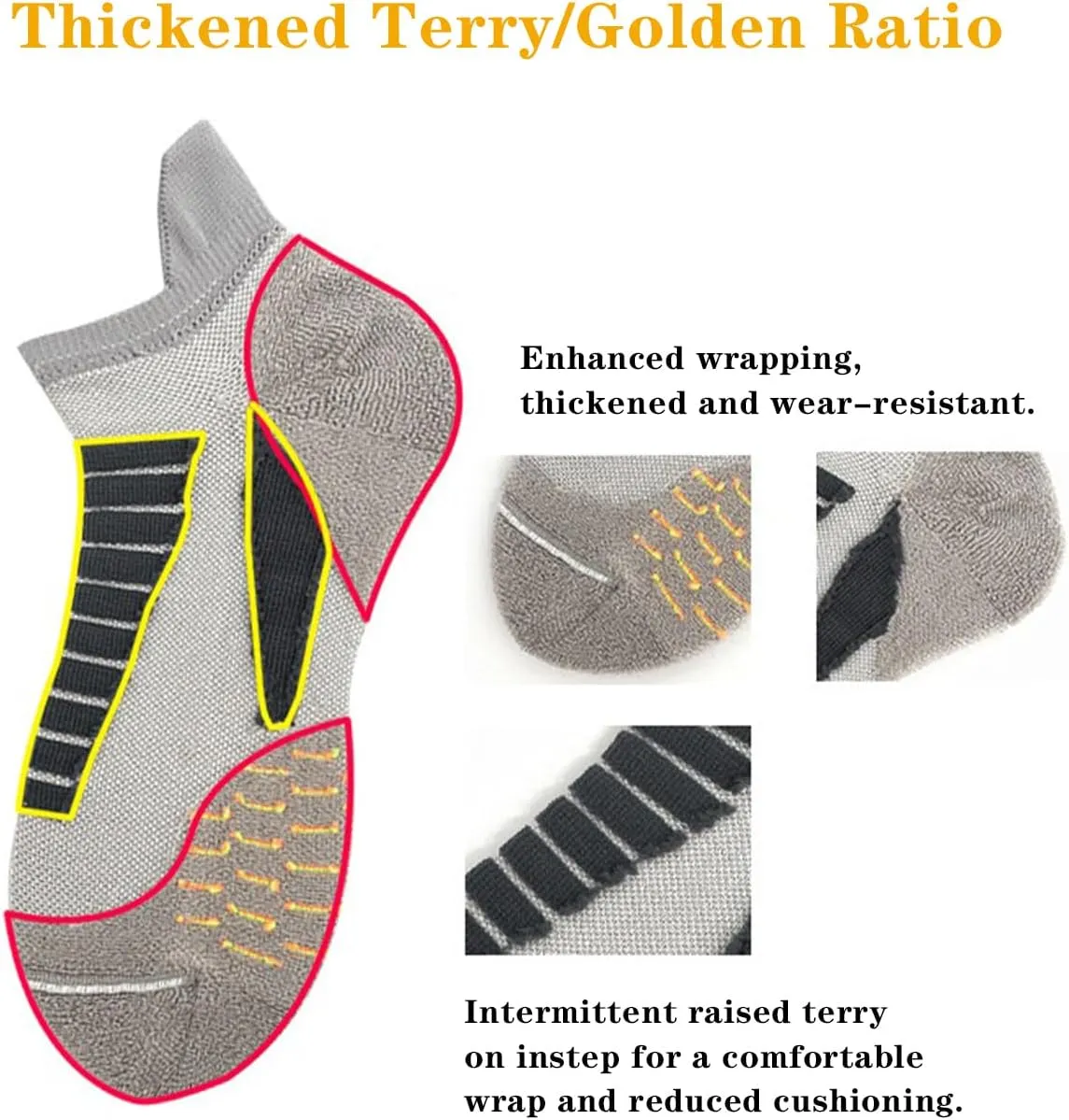 Men Running Socks Hywellstore Thick Padded Athletic Ankle Socks No Show Running Socks Low Cut Breathable Socks