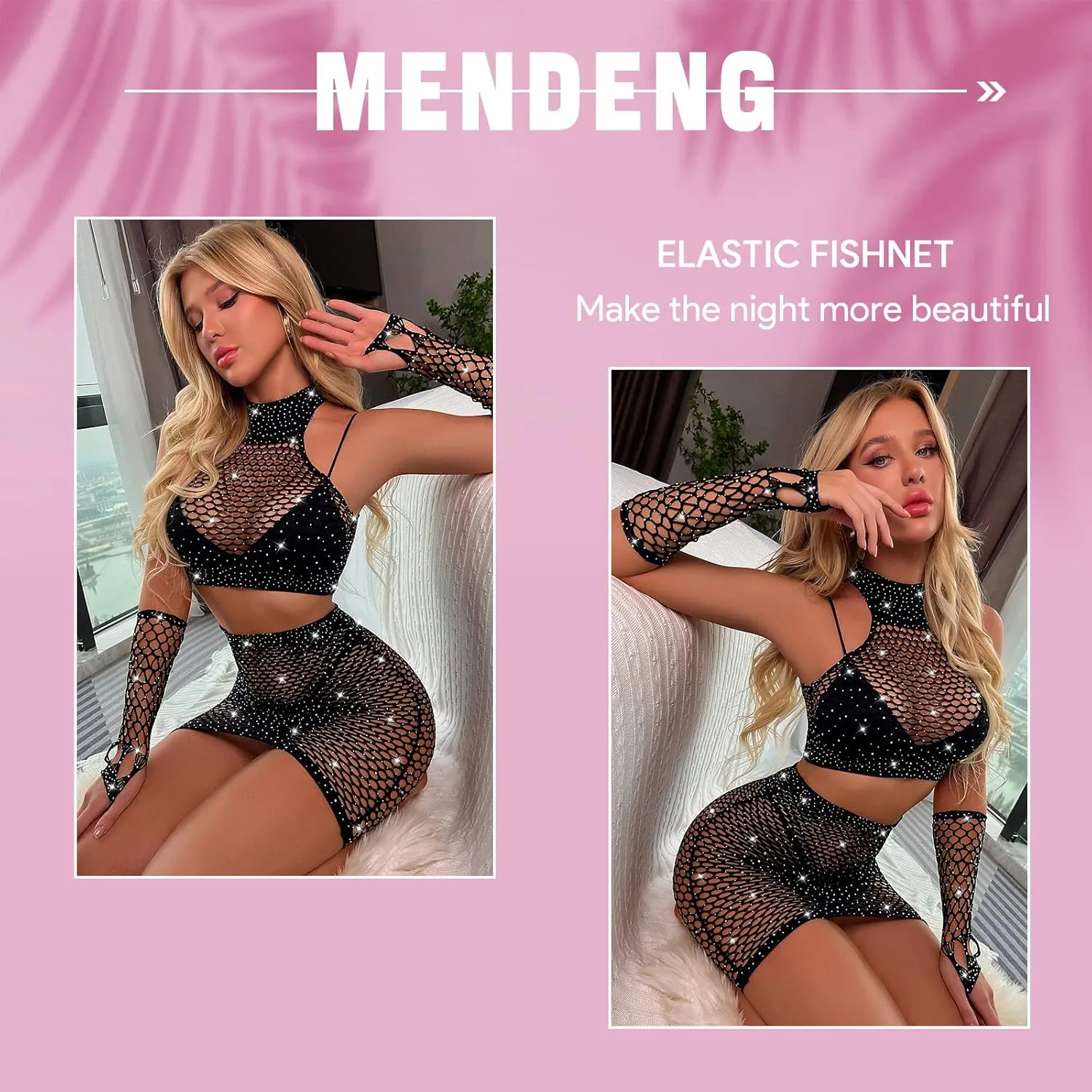 MENDENG Women's Exotic Lingerie Sets Lace Heart Embroidery Garter Set Lingerie for Women