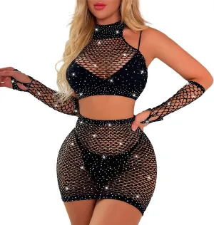MENDENG Women's Exotic Lingerie Sets Lace Heart Embroidery Garter Set Lingerie for Women