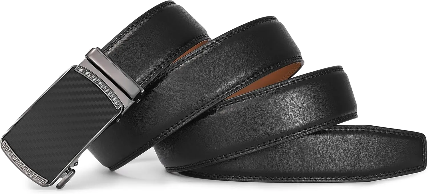 Men's Belt,Ratchet Dress Belt with Automatic Buckle Brown/Black-Trim to Fit-35mm wide