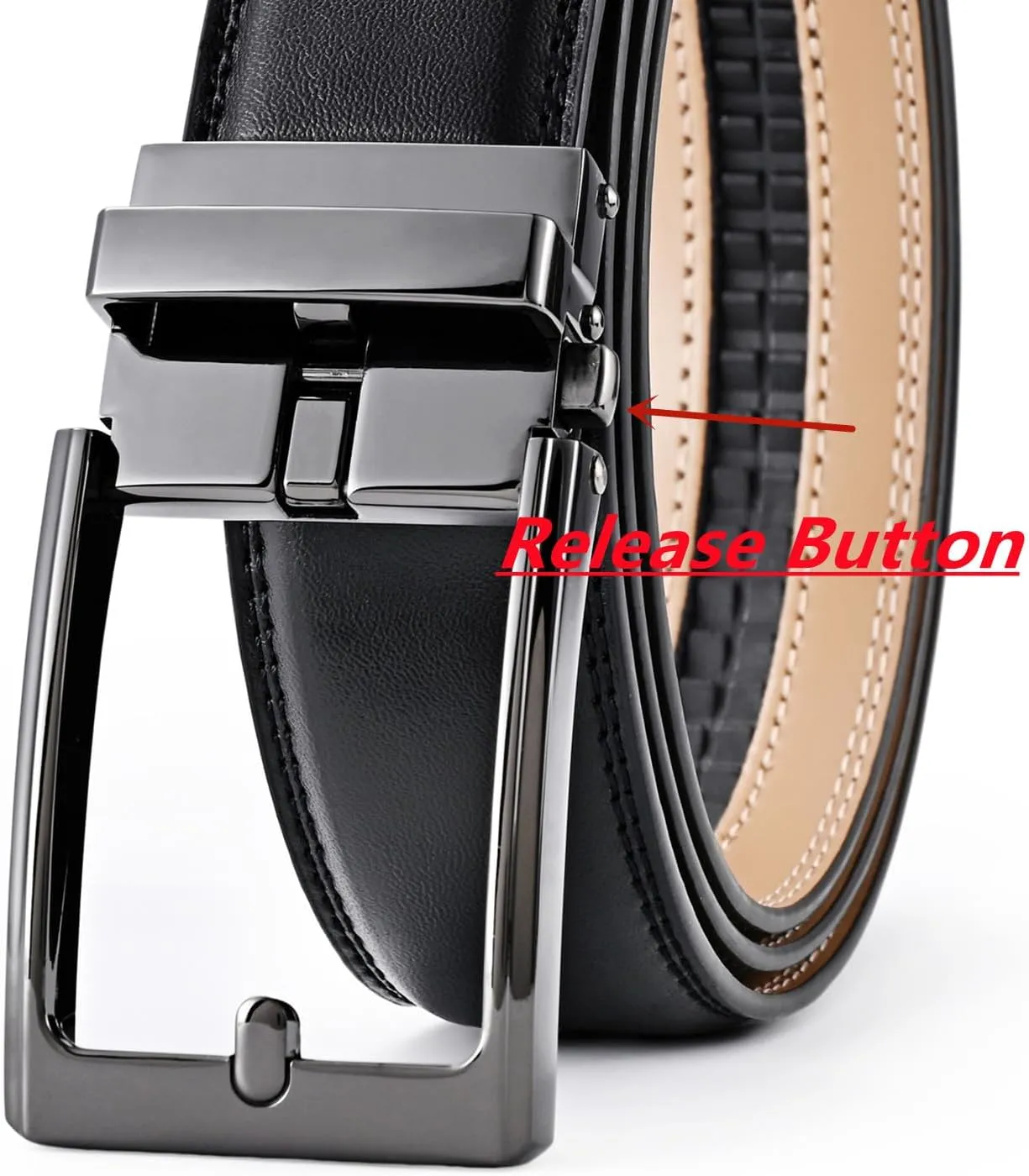 Men's Belt,Ratchet Dress Belt with Automatic Buckle Brown/Black-Trim to Fit-35mm wide