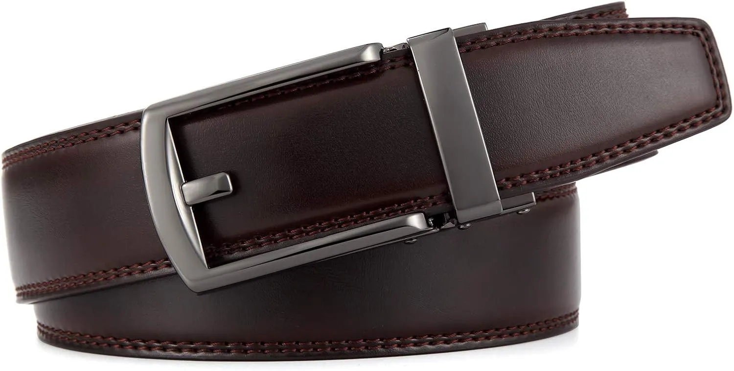 Men's Belt,Ratchet Dress Belt with Automatic Buckle Brown/Black-Trim to Fit-35mm wide