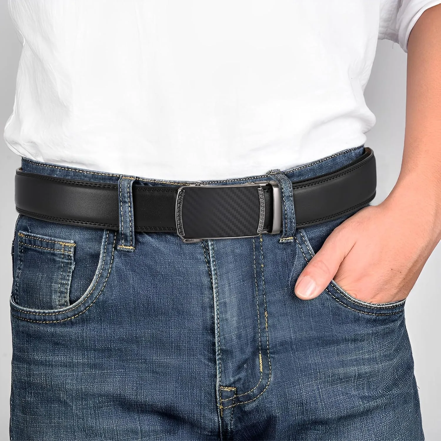 Men's Belt,Ratchet Dress Belt with Automatic Buckle Brown/Black-Trim to Fit-35mm wide