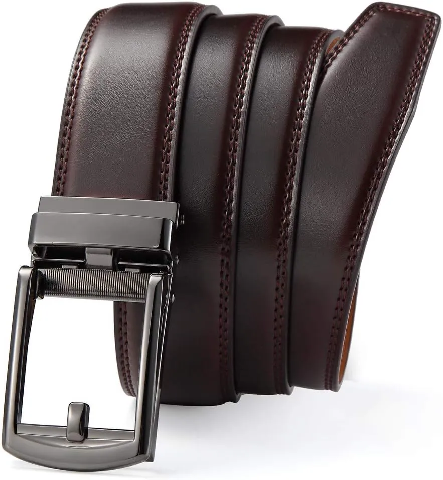 Men's Belt,Ratchet Dress Belt with Automatic Buckle Brown/Black-Trim to Fit-35mm wide