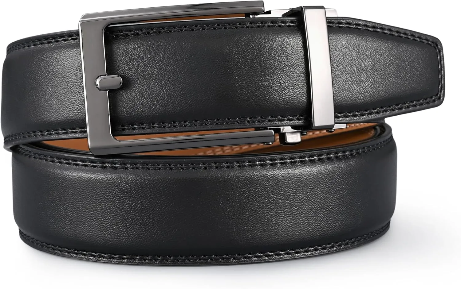 Men's Belt,Ratchet Dress Belt with Automatic Buckle Brown/Black-Trim to Fit-35mm wide