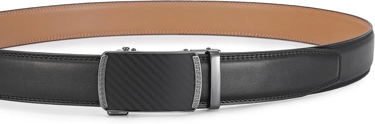 Men's Belt,Ratchet Dress Belt with Automatic Buckle Brown/Black-Trim to Fit-35mm wide