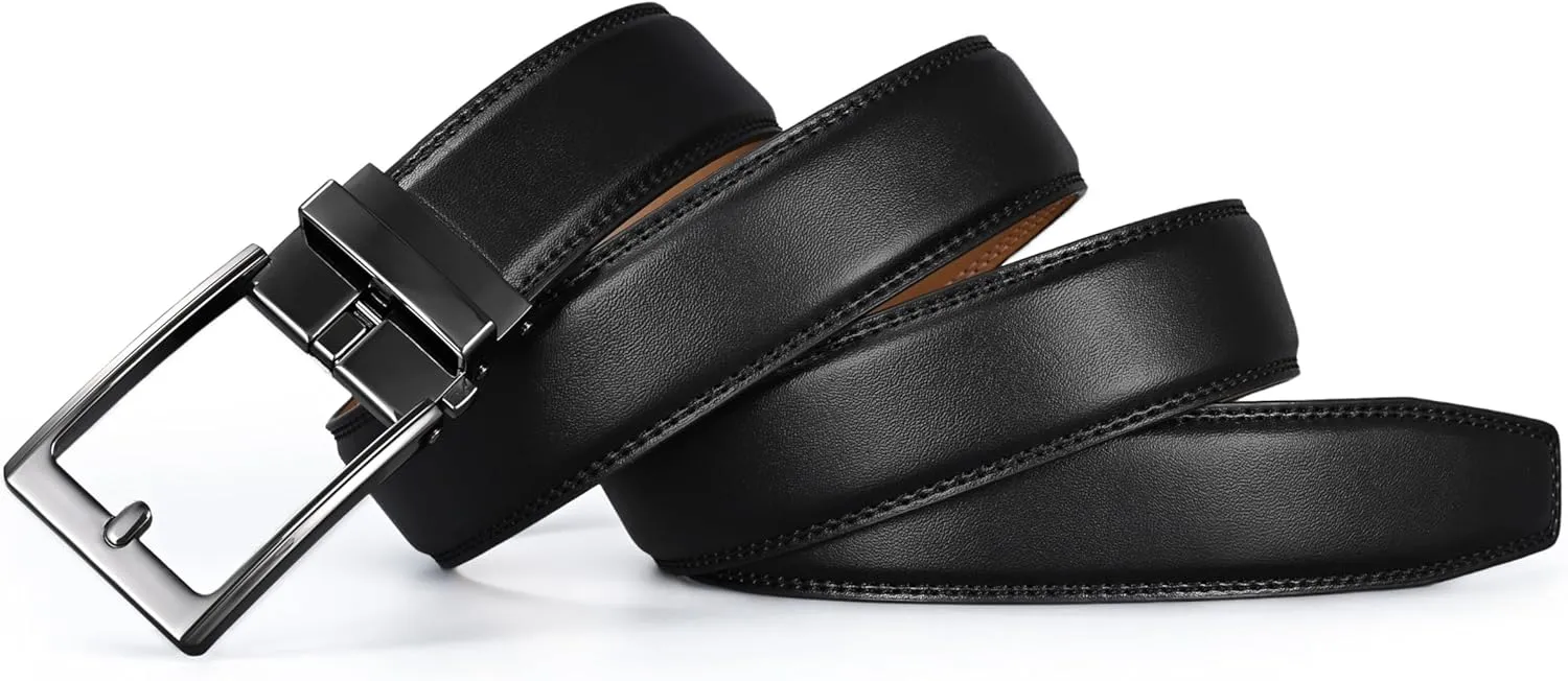 Men's Belt,Ratchet Dress Belt with Automatic Buckle Brown/Black-Trim to Fit-35mm wide