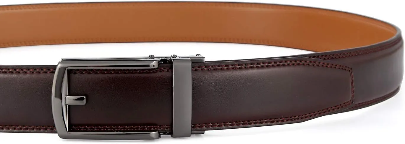 Men's Belt,Ratchet Dress Belt with Automatic Buckle Brown/Black-Trim to Fit-35mm wide